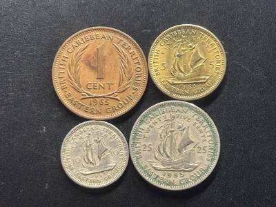 邮泉阁限时拍卖第三十七场 英国殖民地、属地硬币专场（硬币在国外。请付邮费6元。） - 英属东加勒比皇冠版4枚