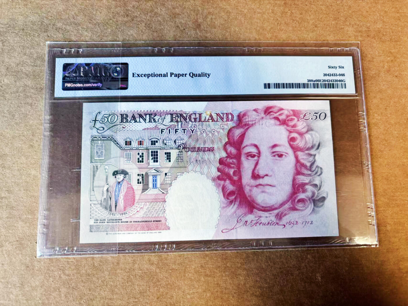 【Blue Auction】世界纸币精拍第755期——18级TOP拍卖/信誉/品质/专业/高效💫 【A01首发冠 千位小号无47】英国 1994年50镑 PMG66EPQ 