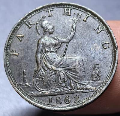 外国优质老铜币银币，周六九点倒数截拍，满百包邮，可寄存半年，喜欢朋友微信扫描二维码可直接参拍 - 极美品英国1862年法新