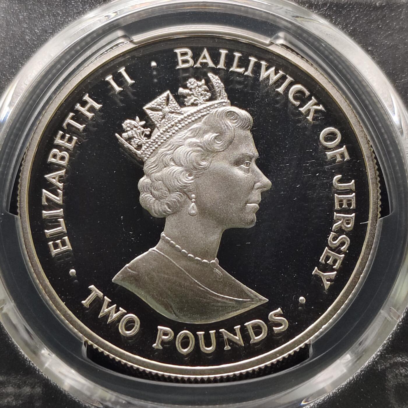 【全场包邮】纯粹捡漏拍481场（免费代拍第18场） 泽西1990年2镑不列颠之战50周年精制克朗型纪念银币-PCGS PR68 DCAM