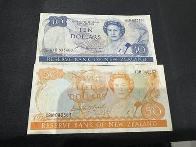 《外钞收藏家》第五百八十八期（优质场）（本平台长期征集拍品、欢迎藏友们联系合作） - 新西兰10和50元 2张一起 非全新 品相如图