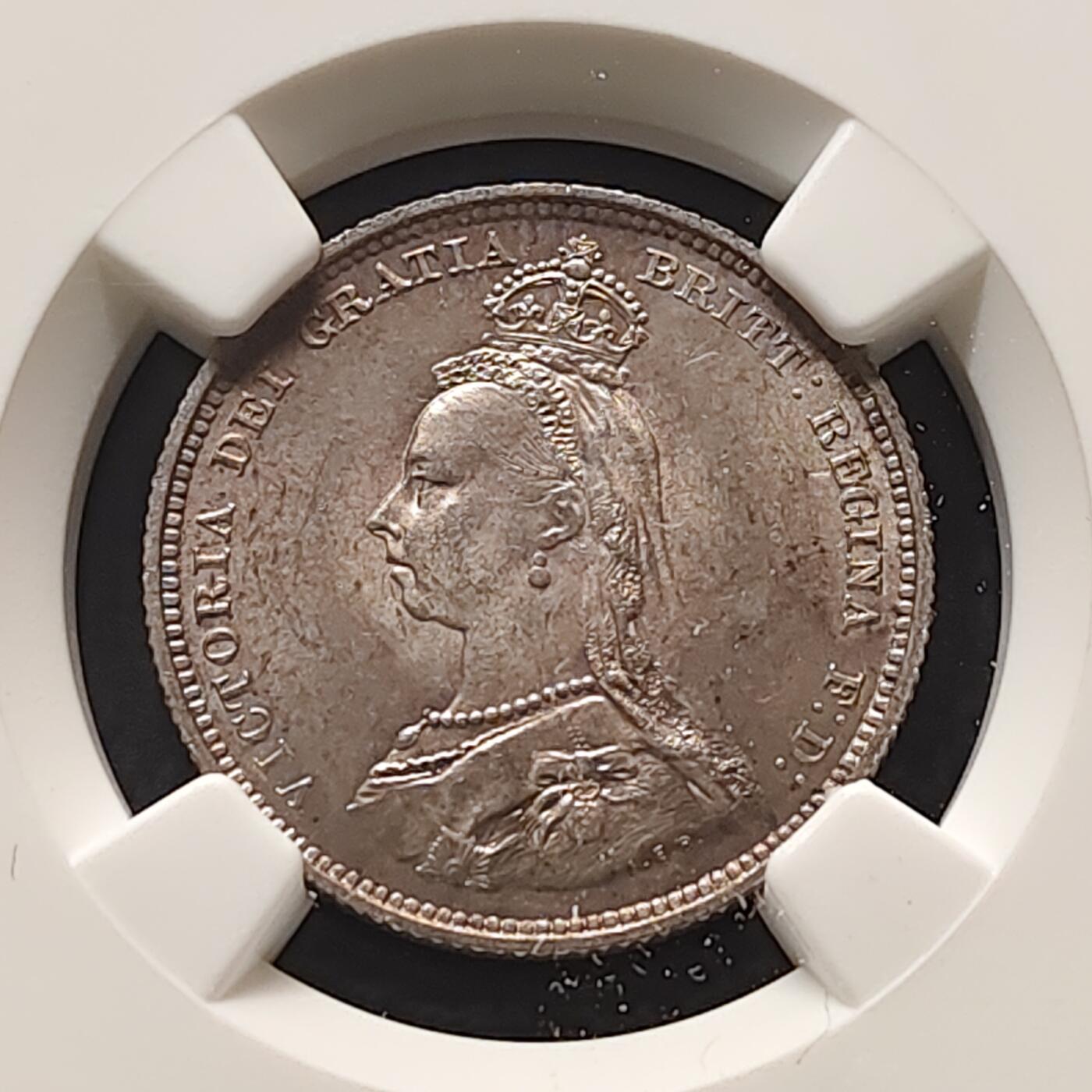 【全场包邮】纯粹捡漏拍481场（免费代拍第18场） 英国1887年高冠维多利亚女王1先令银币-NGC MS63