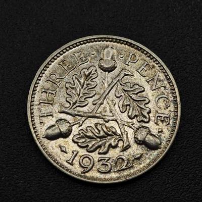 【淘币小摊】实时拍第八百零九拍   散币场   满百包邮可预留二周 每周一统一发货   - 英国1932年乔治五世3便士银币