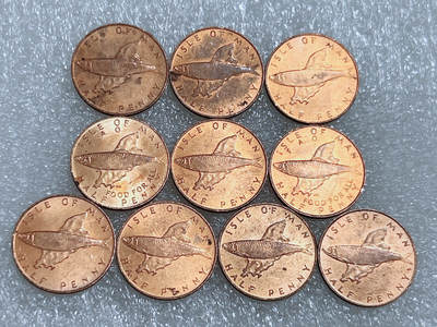 第一海外回流一元起拍收藏 散集专场  第272期 - 马恩岛1/2便士硬币 10枚 带光品