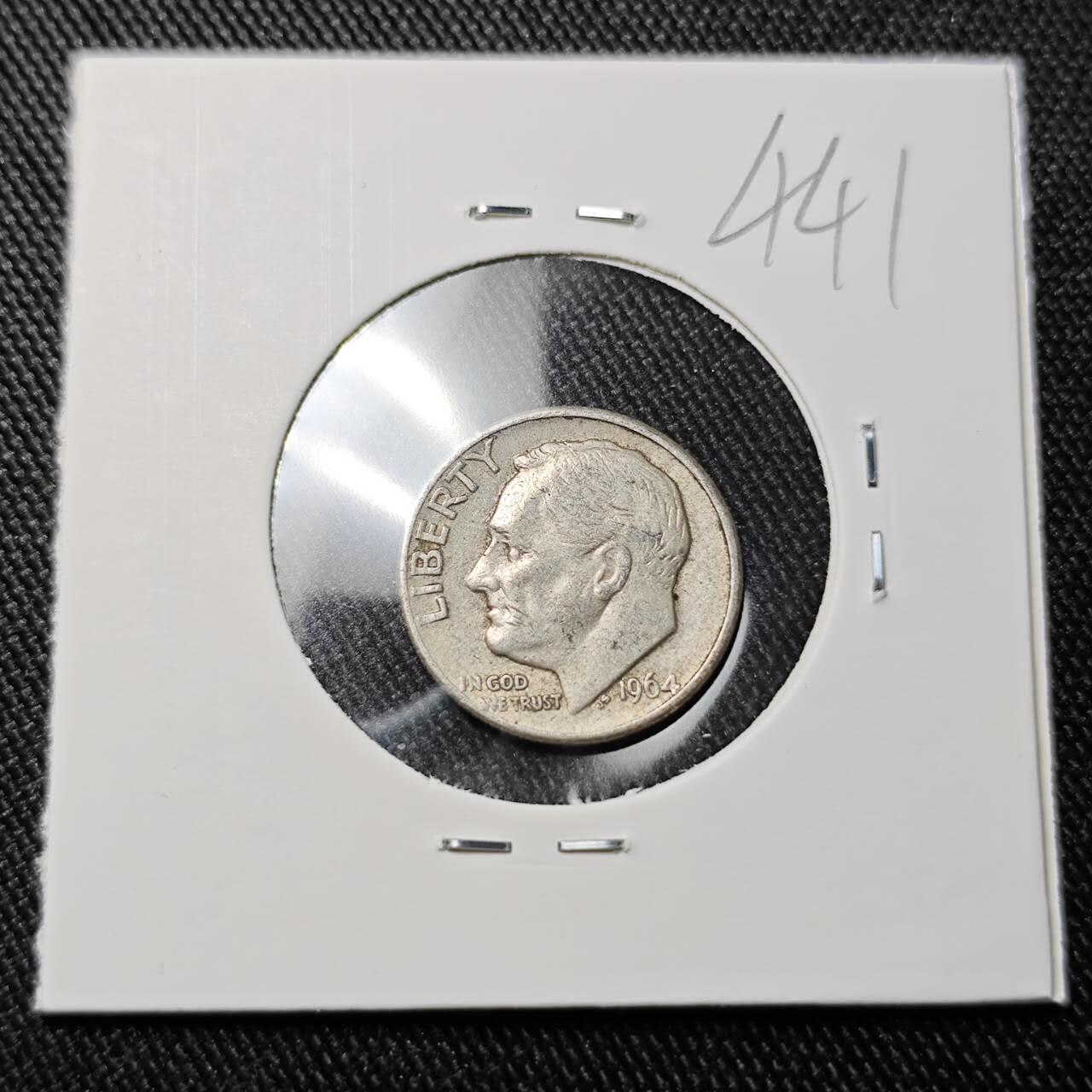 KK钱币收藏小铺 （套币 好品/批量散币 银币）专场  2月预留时间 周末发货   1964美国10分银币