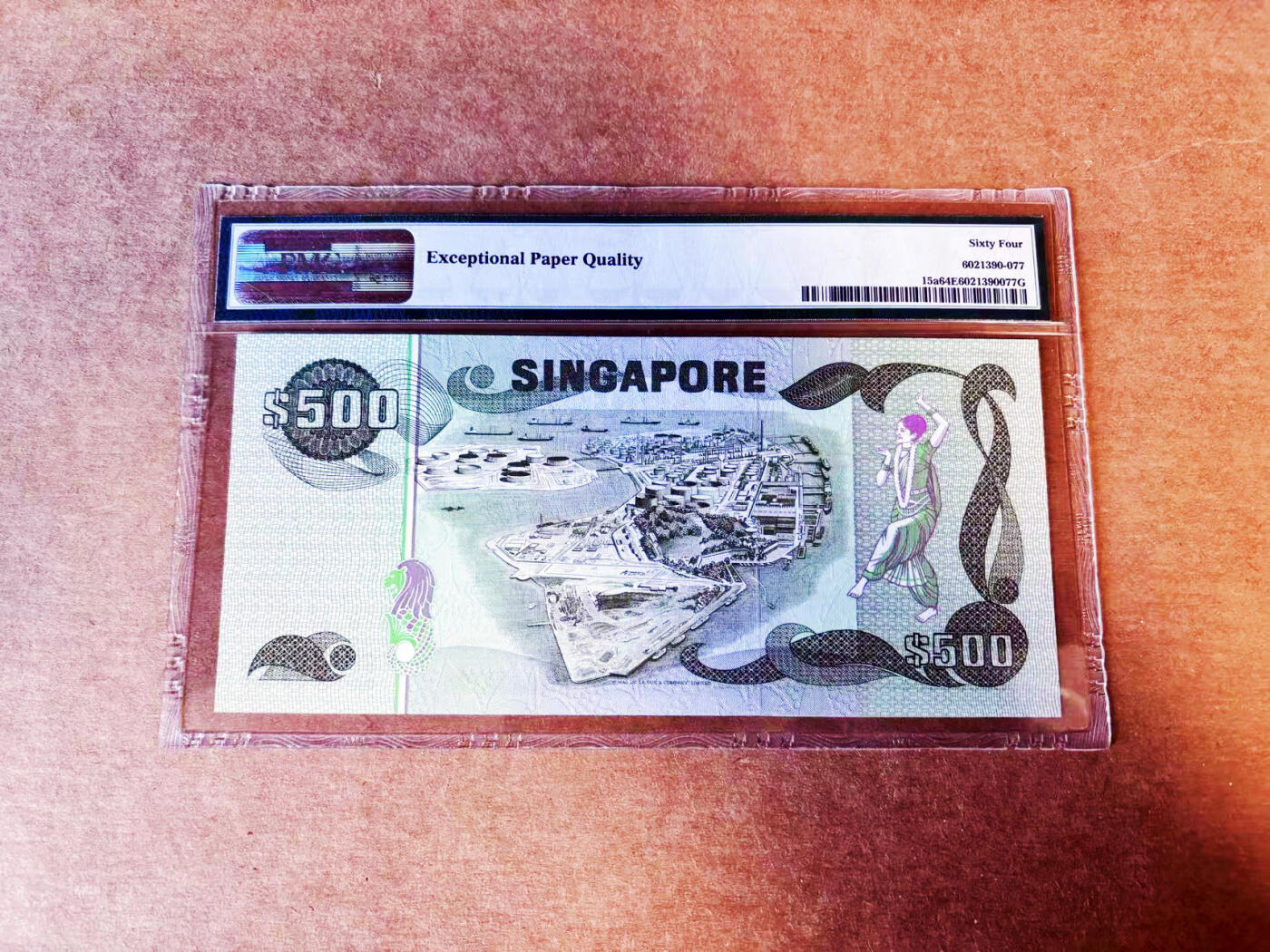 【Blue Auction】世界纸币精拍第755期——18级TOP拍卖/信誉/品质/专业/高效💫 新加坡 1977年 鸟版 500元 黑枕黄鹂 油田大场景精美 PMG64EPQ 全新原票 老壳 