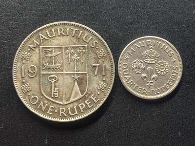 邮泉阁限时拍卖第三十七场 英国殖民地、属地硬币专场（硬币在国外。请付邮费6元。） - 英属毛里求斯2枚