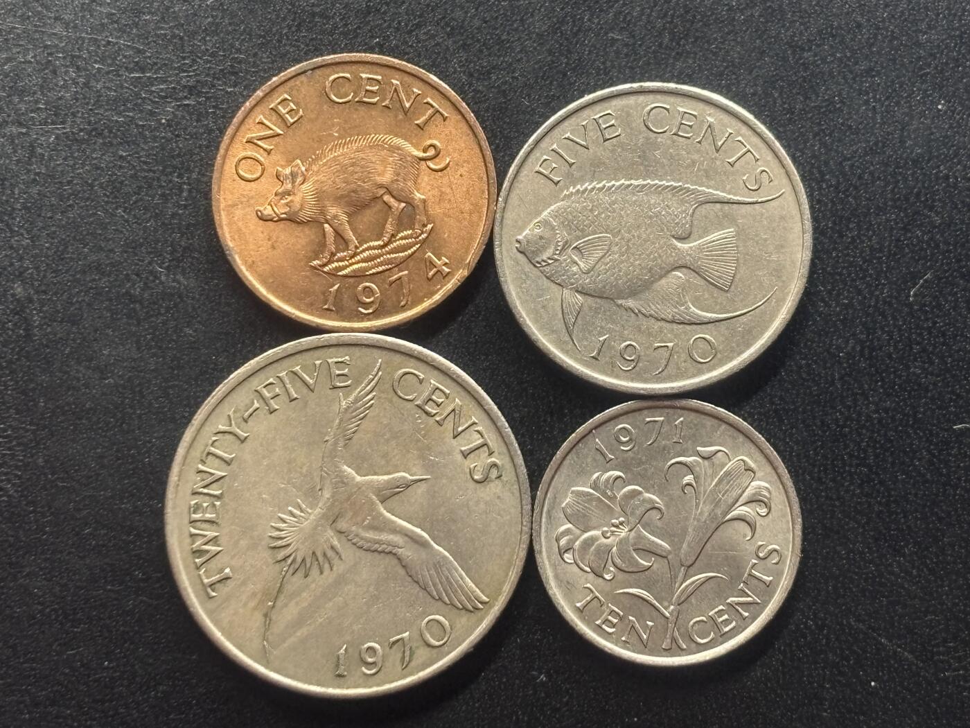 邮泉阁限时拍卖第三十七场 英国殖民地、属地硬币专场（硬币在国外。请付邮费6元。） 百慕大青年版4枚