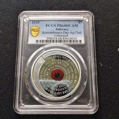 【全场包邮】纯粹捡漏拍481场（免费代拍第18场） - 奥尔德尼2020年5镑二战胜利75周年彩色镀银精制纪念币-PCGS PR68 DCAM
