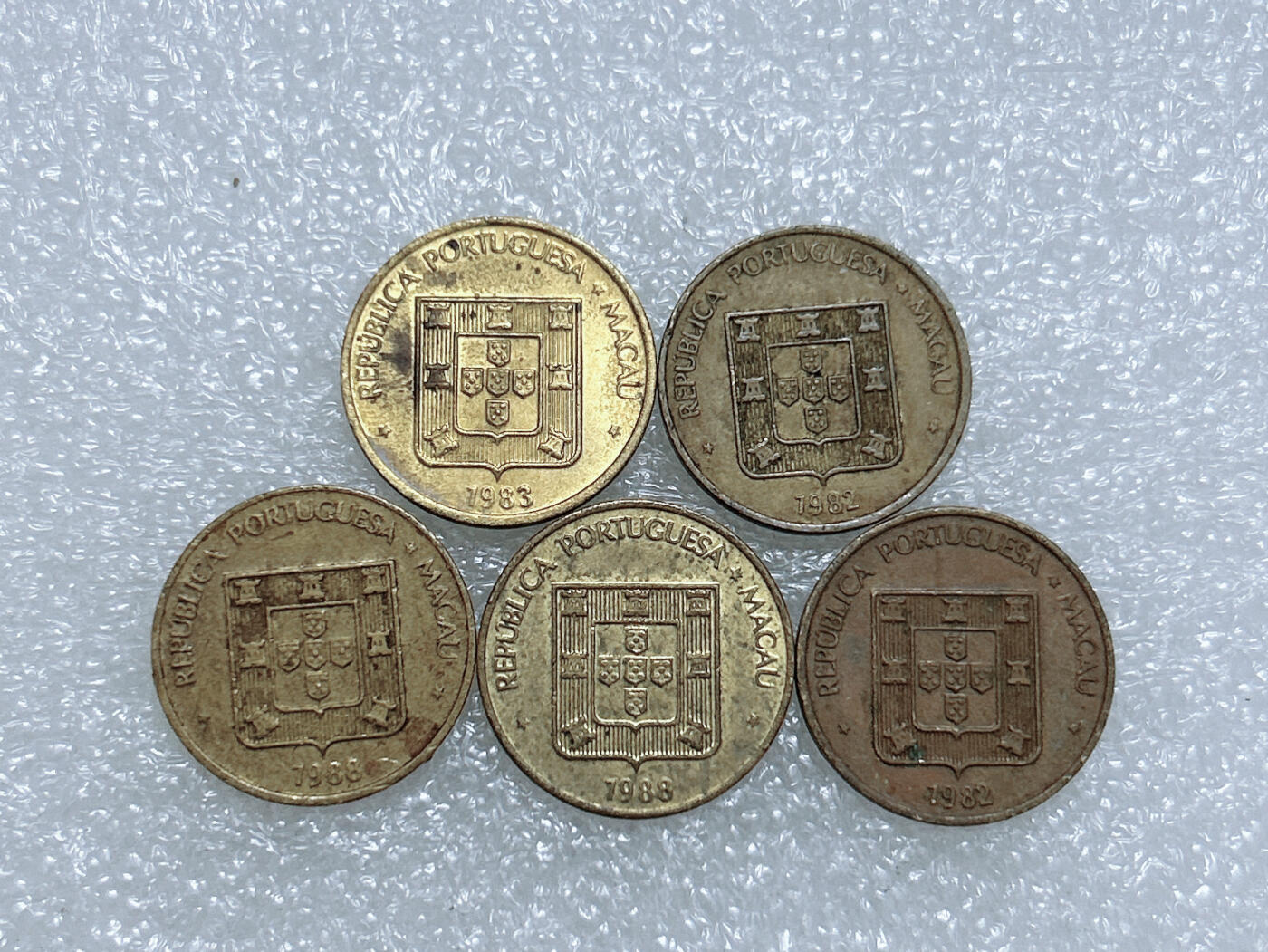 第一海外回流一元起拍收藏 散集专场  第272期 澳门福字一毫黄铜币 5枚