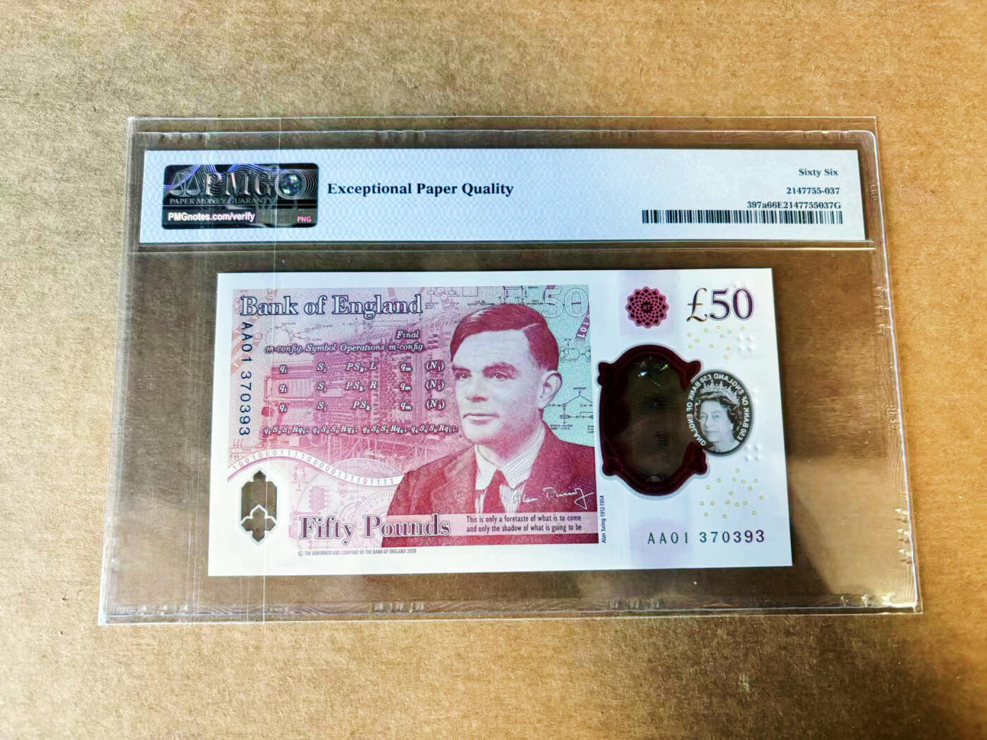 【Blue Auction】世界纸币精拍第755期——18级TOP拍卖/信誉/品质/专业/高效💫 【AA01首发冠】英国 2021年50镑 PMG66EPQ 