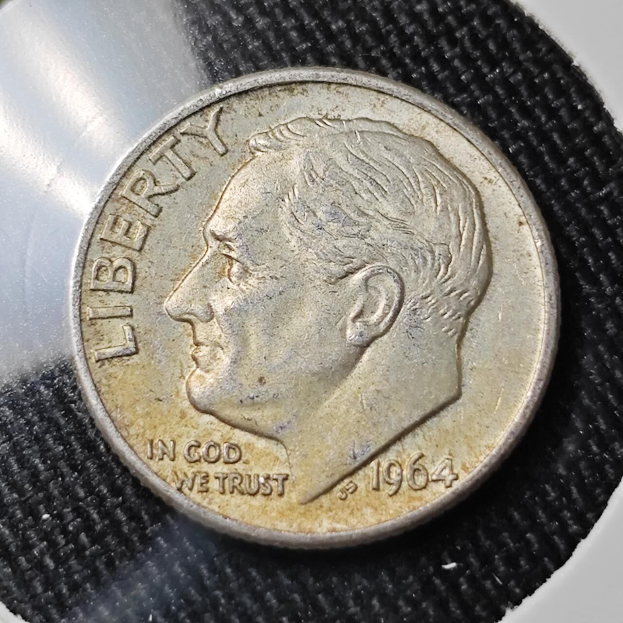 KK钱币收藏小铺 （套币 好品/批量散币 银币）专场  2月预留时间 周末发货   1964美国10分银币