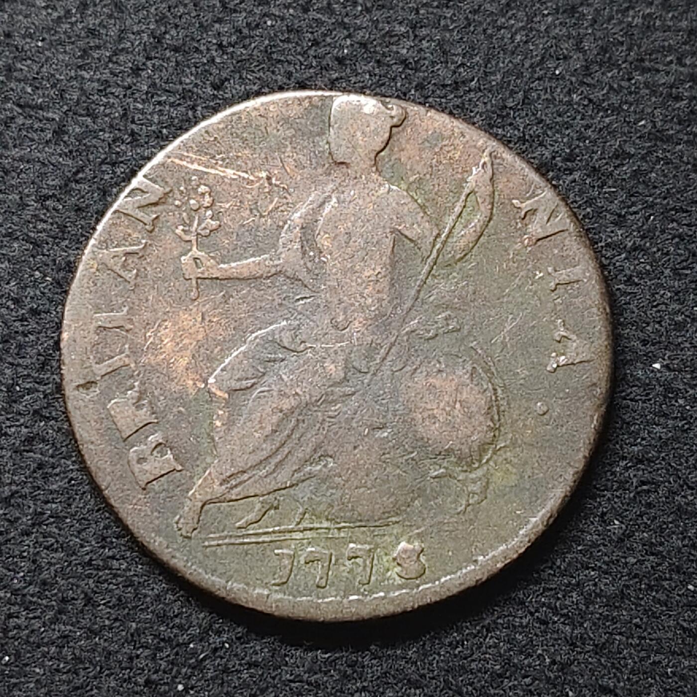 【全场包邮】纯粹捡漏拍480场（免费代拍第17场） 英国1775年乔治三世1/2便士铜币