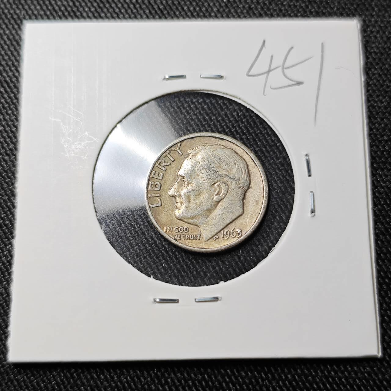 KK钱币收藏小铺 （套币 好品/批量散币 银币）专场  2月预留时间 周末发货   1963美国10分银币