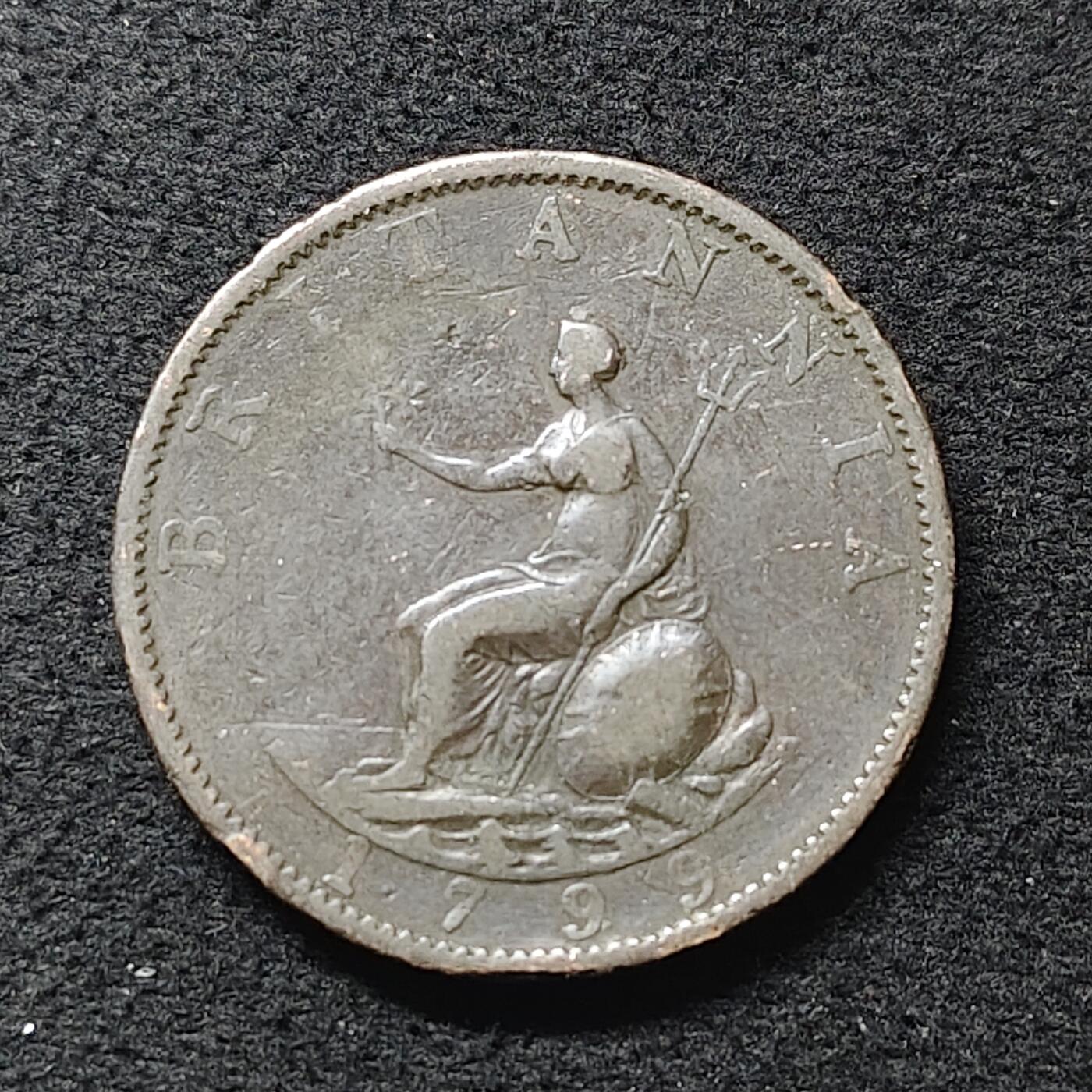 【全场包邮】纯粹捡漏拍480场（免费代拍第17场） 英国1799年乔治三世1/2便士铜币