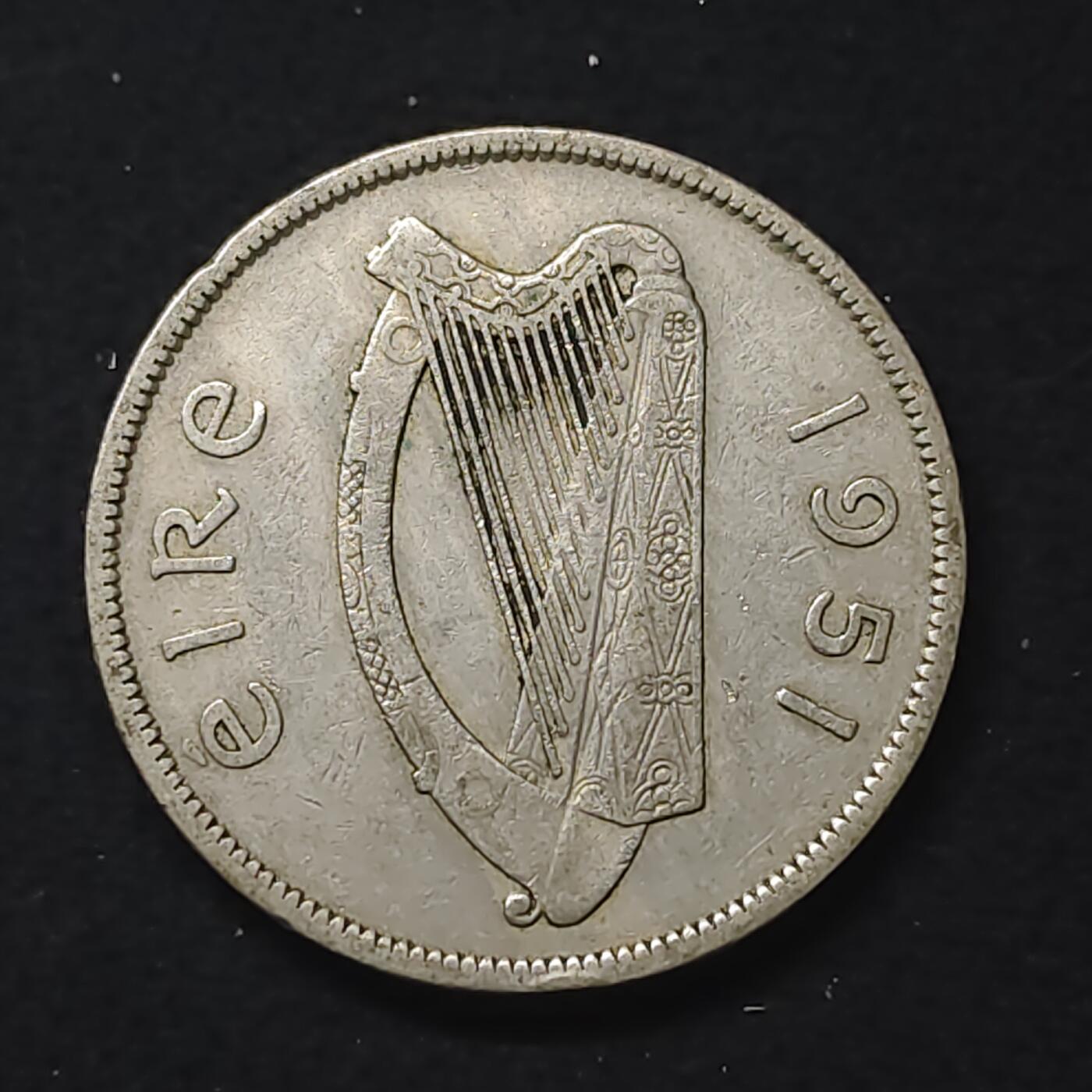 【全场包邮】纯粹捡漏拍480场（免费代拍第17场） 爱尔兰1951年半克朗（2先令6便士）狩猎马