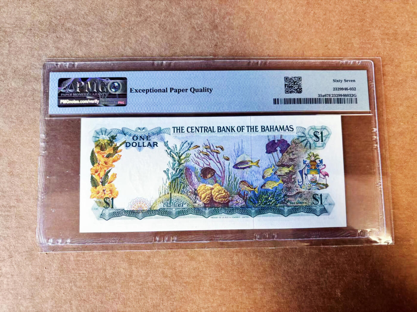 【Blue Auction】世界纸币精拍第755期——18级TOP拍卖/信誉/品质/专业/高效💫 【无47】巴哈马 1974年1元 女王 彩背 PMG67EPQ 