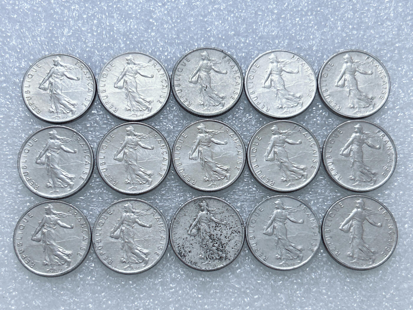 第一海外回流一元起拍收藏 散集专场  第272期 法国1/2法郎硬币 15枚