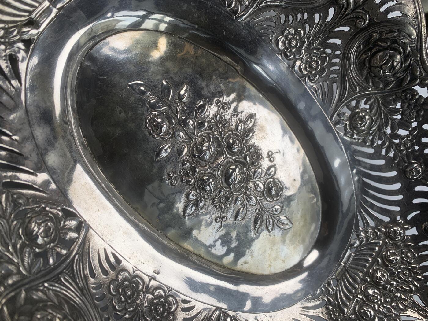 掌中浮雕-藏着的欧洲第043场 190X德国800银椭圆果篮，264*570mm，639g