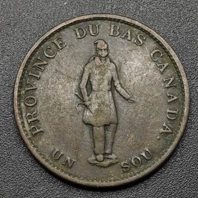 【淘币小摊】实时拍第八百零九拍   散币场   满百包邮可预留二周 每周一统一发货   - 下加拿大1837年半便士铜币代币