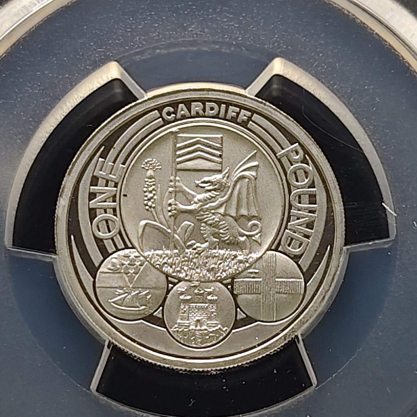 【全场包邮】纯粹捡漏拍481场（免费代拍第18场） 英国2011年1镑首府系列威尔士加的夫精制纪念币-PCGS PR68 DCAM