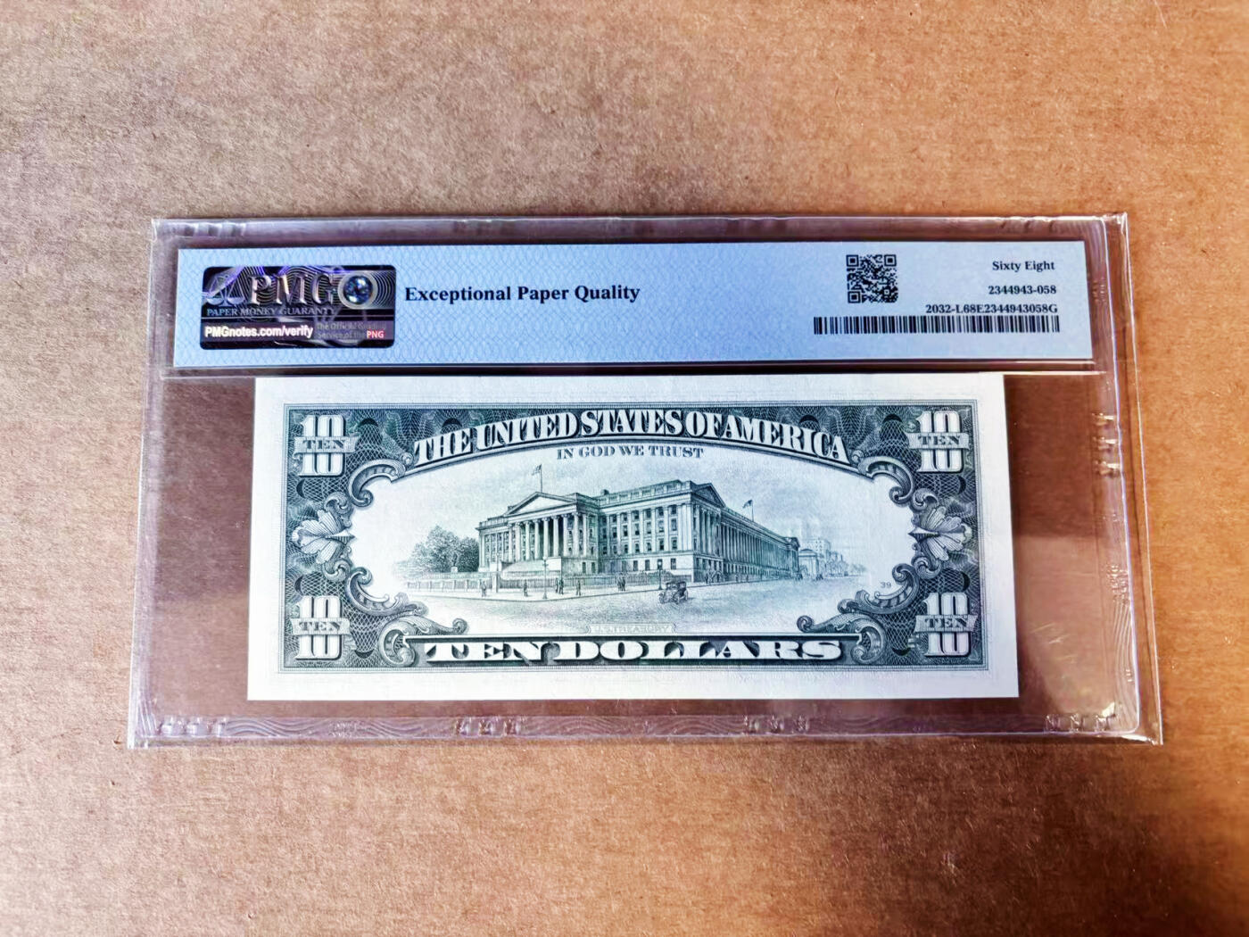 【Blue Auction】世界纸币精拍第755期——18级TOP拍卖/信誉/品质/专业/高效💫 【无47】美国 1995年10美金  PMG68EPQ 高分