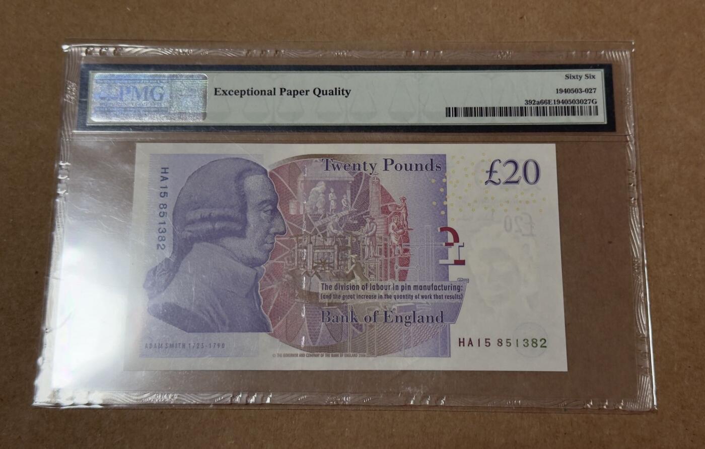 【礼羽收藏】🌏世界钱币拍卖第113期 06版20英镑无4.7PMG66分