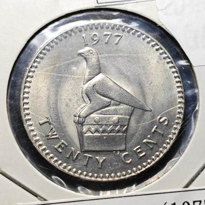 KK钱币收藏小铺 （套币 好品/批量散币 银币）专场  2月预留时间 周末发货 -  1970罗得西亚20分 好品