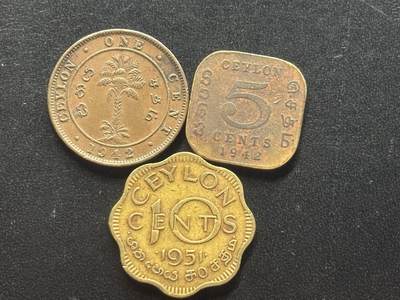 邮泉阁限时拍卖第三十七场 英国殖民地、属地硬币专场（硬币在国外。请付邮费6元。） - 英属锡兰乔治六世3枚