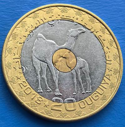 外国优质老铜币银币，周六九点倒数截拍，满百包邮，可寄存半年，喜欢朋友微信扫描二维码可直接参拍 - 毛里塔尼亚骆驼双色币