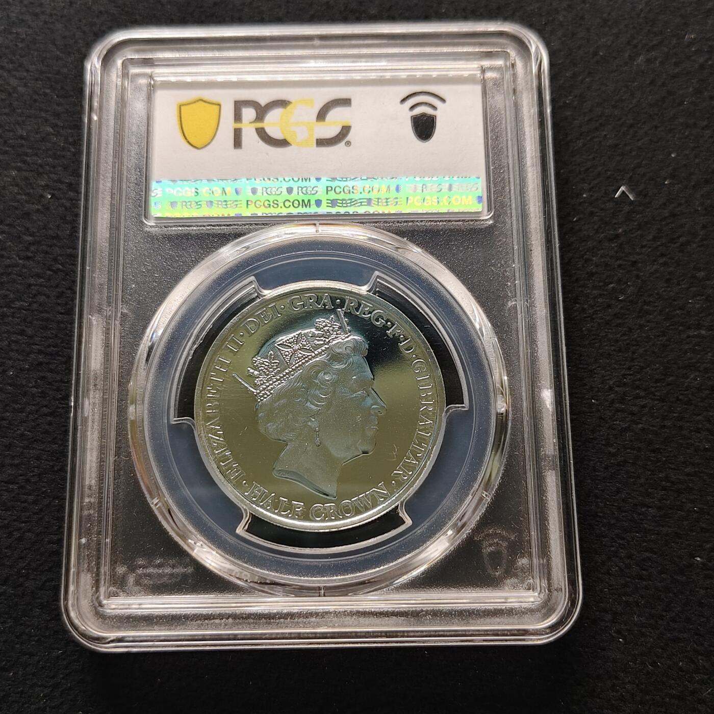 【全场包邮】纯粹捡漏拍481场（免费代拍第18场） 直布罗陀2016年1/2克朗女王90大寿镀银纪念币-PCGS MS67