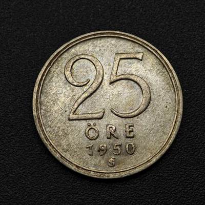 【淘币小摊】实时拍第八百零九拍   散币场   满百包邮可预留二周 每周一统一发货   - 瑞典1950年25欧尔银币
