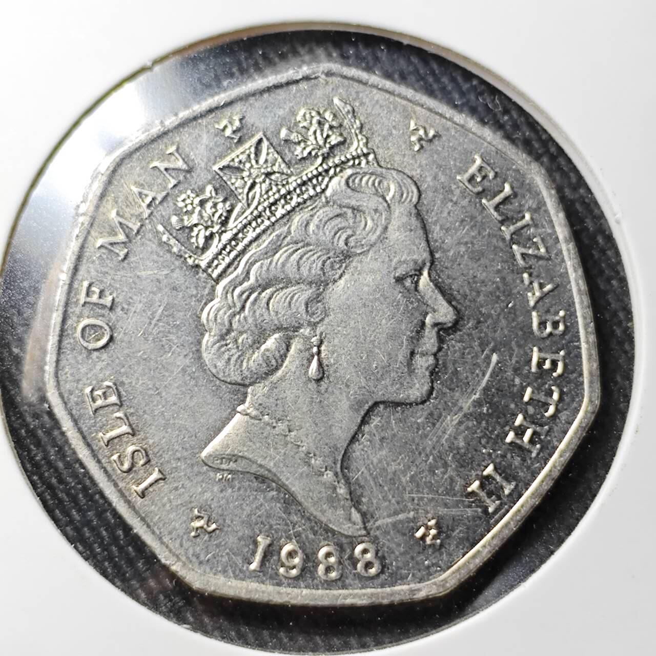 KK钱币收藏小铺 （套币 好品/批量散币 银币）专场  2月预留时间 周末发货  1988马恩岛50便士 好品