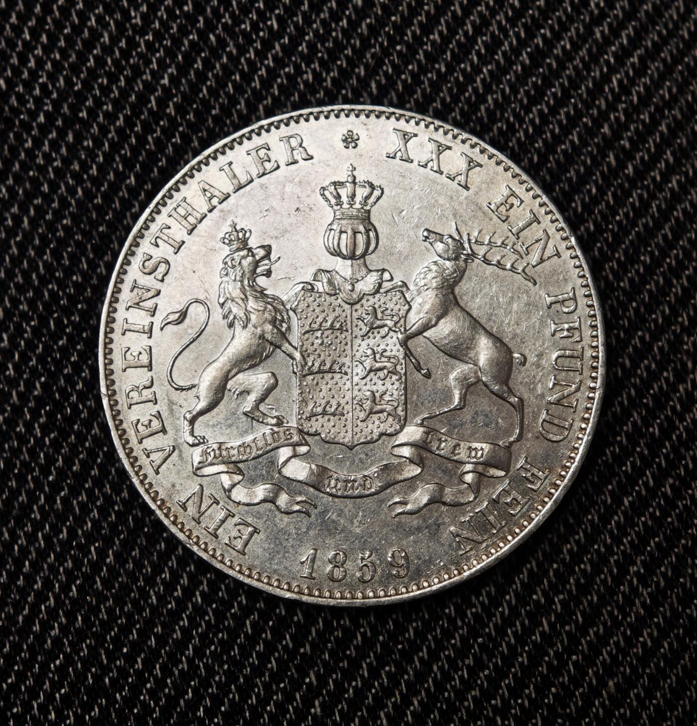 梧彩钱庄捡漏拍11月 1859年德国符腾堡泰勒银币