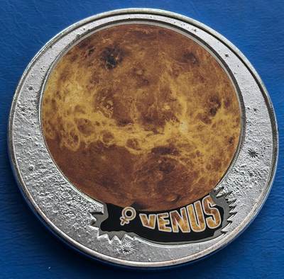 外国优质老铜币银币，周六九点倒数截拍，满百包邮，可寄存半年，喜欢朋友微信扫描二维码可直接参拍 - 俄罗斯金星镀银彩色纪念章，直径39.8mm，重29.2克