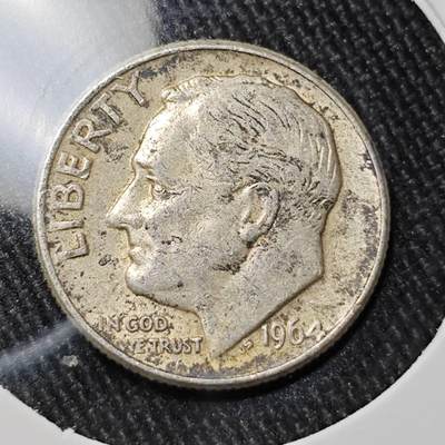 KK钱币收藏小铺 （套币 好品/批量散币 银币）专场  2月预留时间 周末发货 -  1964美国10分银币