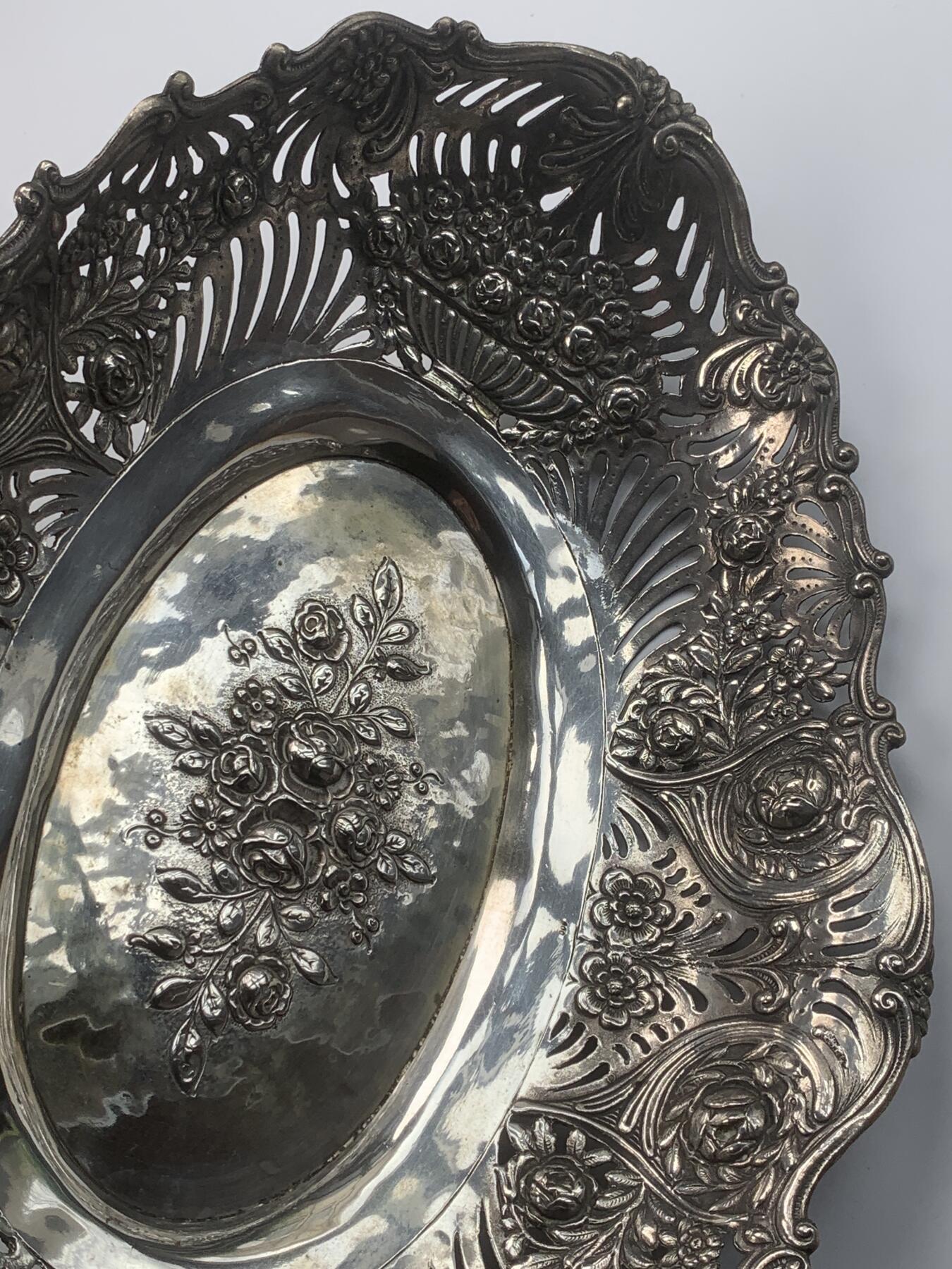 掌中浮雕-藏着的欧洲第043场 190X德国800银椭圆果篮，264*570mm，639g