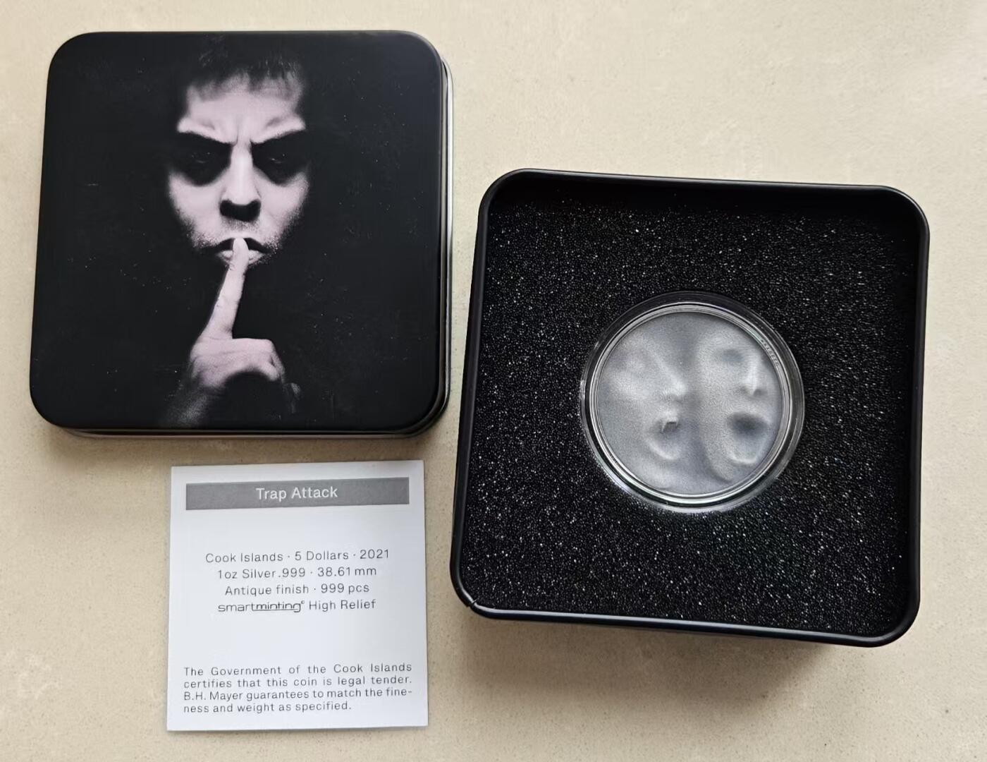 ❤️【币观天下】❤️ 第332期钱币拍卖- 2025.11.28周五晚上6点半场-长期征集拍品 库克2021年困境与迷茫仿古1盎司银币带证书包装