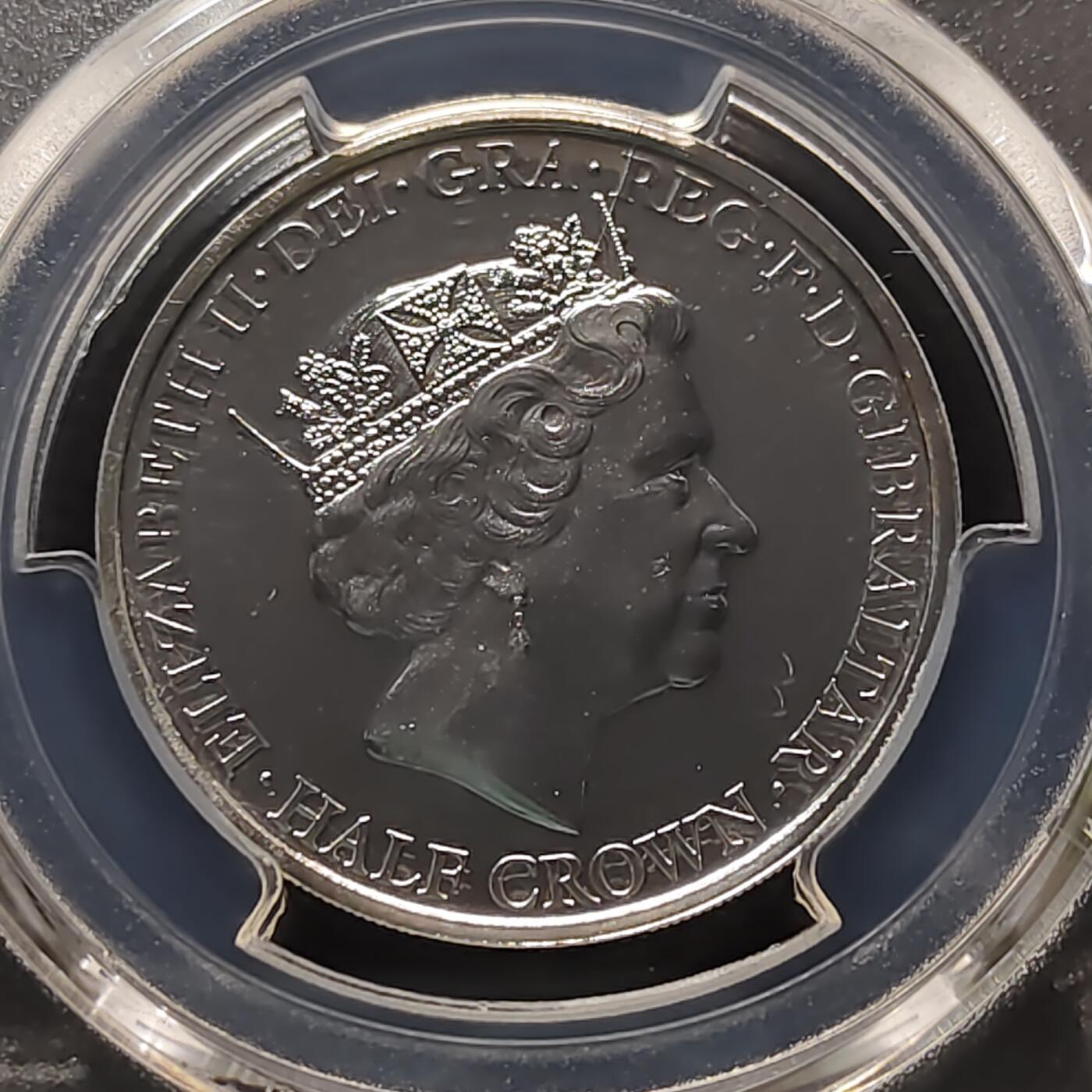 【全场包邮】纯粹捡漏拍481场（免费代拍第18场） 直布罗陀2016年1/2克朗女王90大寿镀银纪念币-PCGS MS67