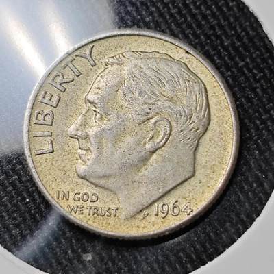 KK钱币收藏小铺 （套币 好品/批量散币 银币）专场  2月预留时间 周末发货 -   1964美国10分银币