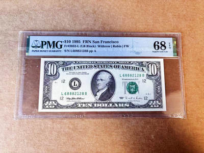 【Blue Auction】世界纸币精拍第755期——18级TOP拍卖/信誉/品质/专业/高效💫 - 【无47】美国 1995年10美金  PMG68EPQ 高分