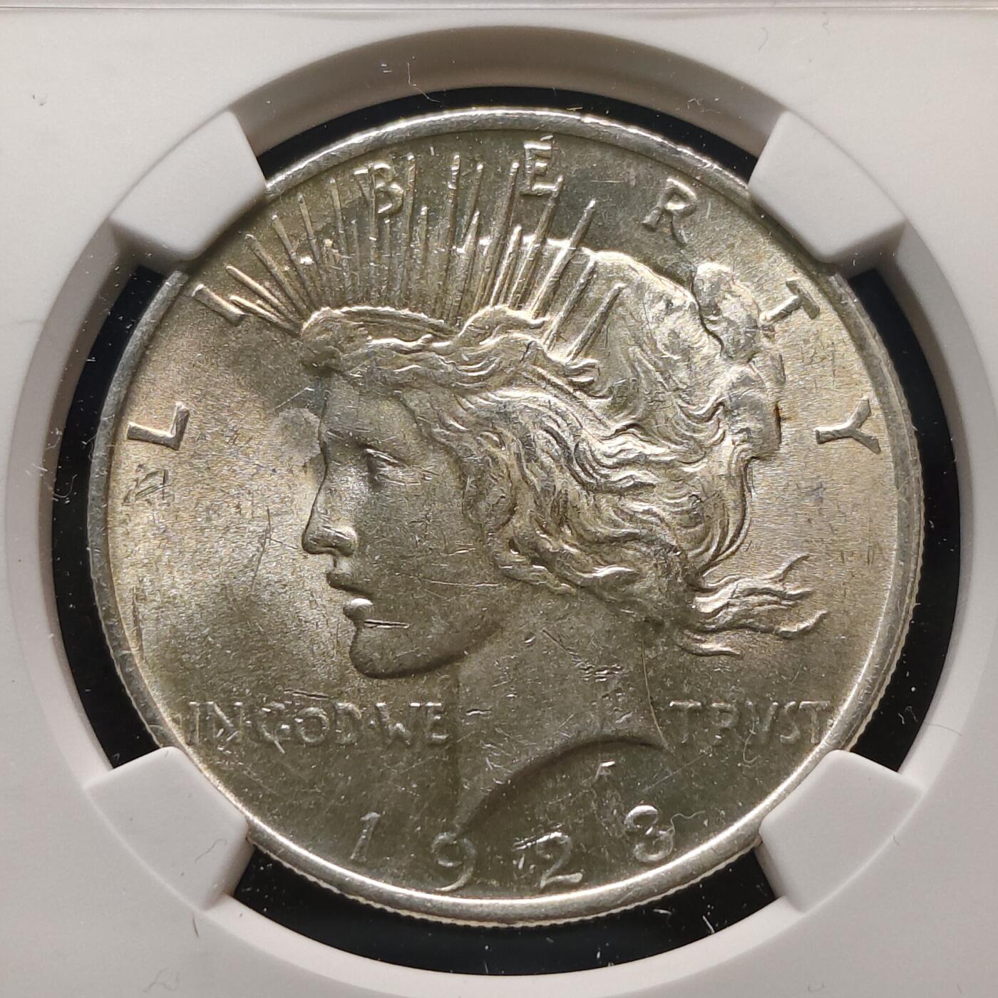 【全场包邮】纯粹捡漏拍481场（免费代拍第18场） 美国1923年和平1元（38.1毫米26.73克）银币-NGC MS62