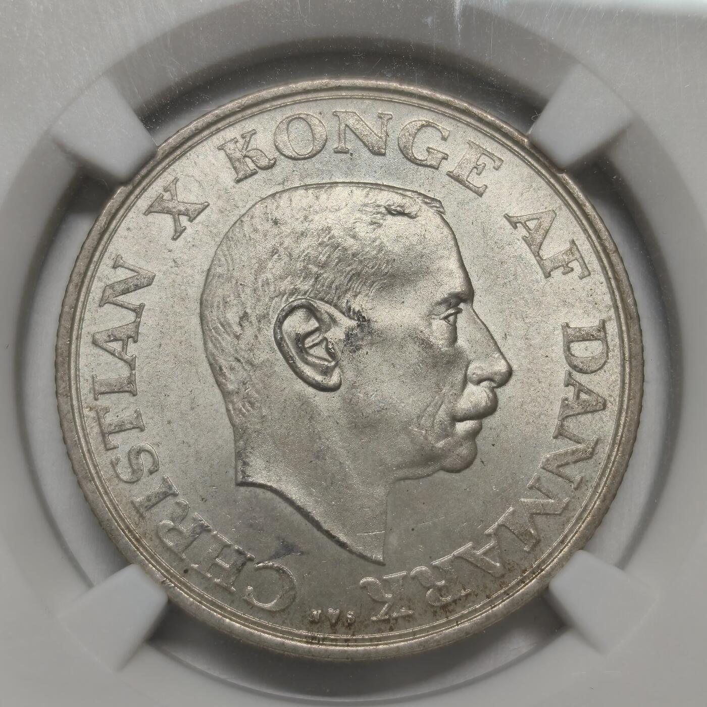 老蟹的宝藏🏴‍☠️ IV NGC MS63 丹麦1937年2克朗银币