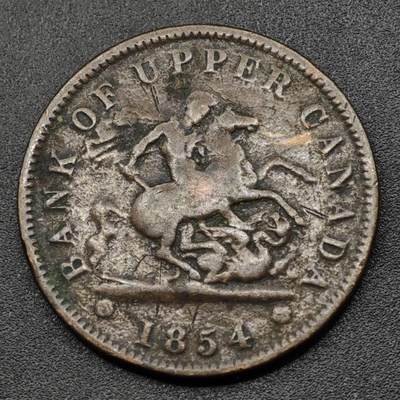 【淘币小摊】实时拍第八百零九拍   散币场   满百包邮可预留二周 每周一统一发货   - 上加拿大1854年马剑一便士铜币代币