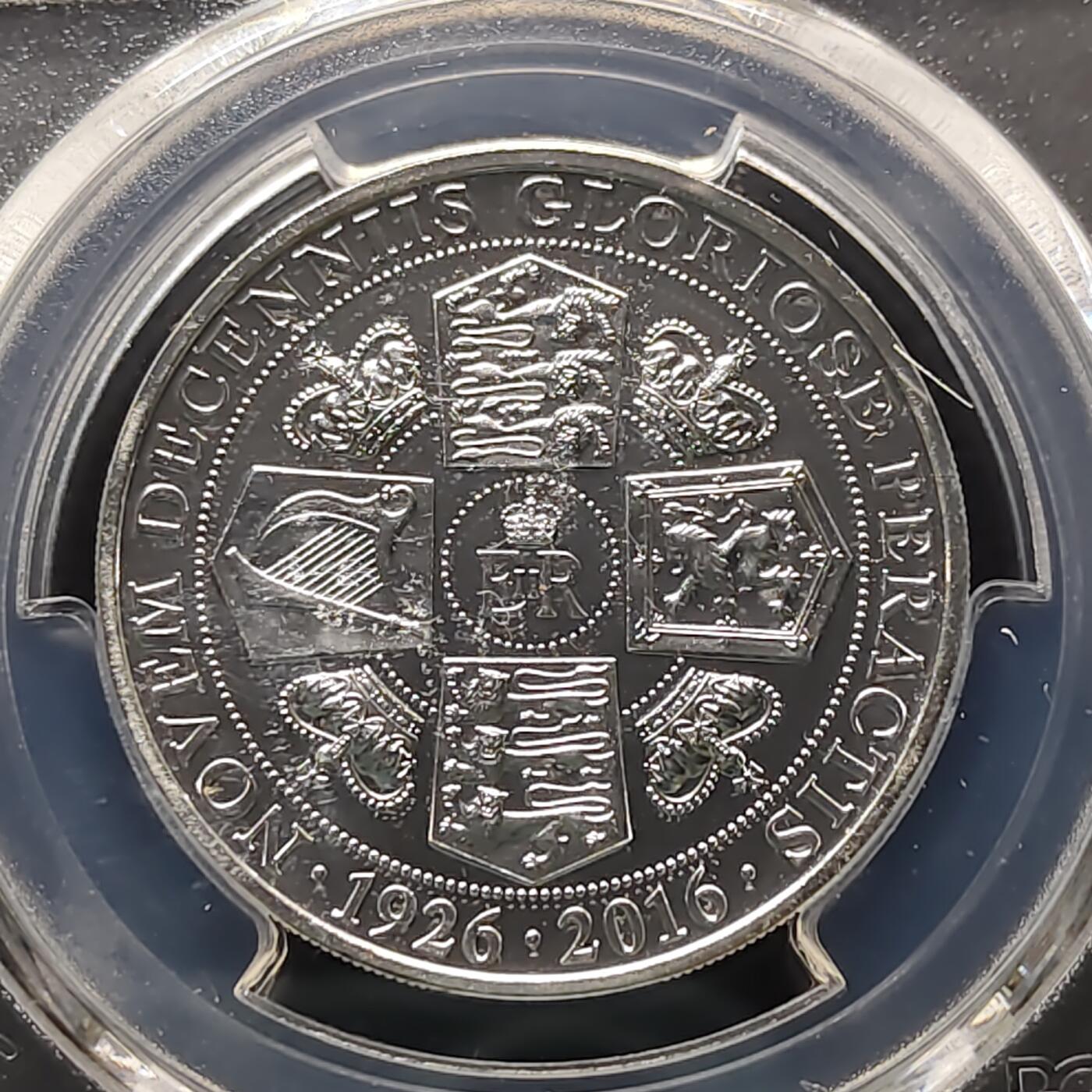 【全场包邮】纯粹捡漏拍481场（免费代拍第18场） 直布罗陀2016年1/2克朗女王90大寿镀银纪念币-PCGS MS67