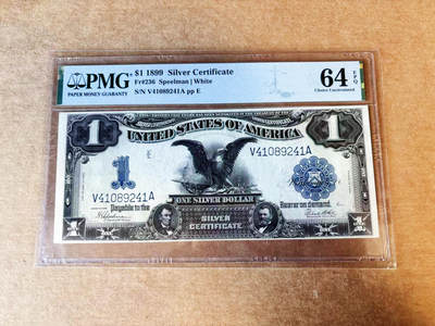 【Blue Auction】世界纸币精拍第755期——18级TOP拍卖/信誉/品质/专业/高效💫 -      美国 1899年1美金 大黑鹰 林肯和格兰特将军肖像 大票幅 PMG64EPQ 全新原票  