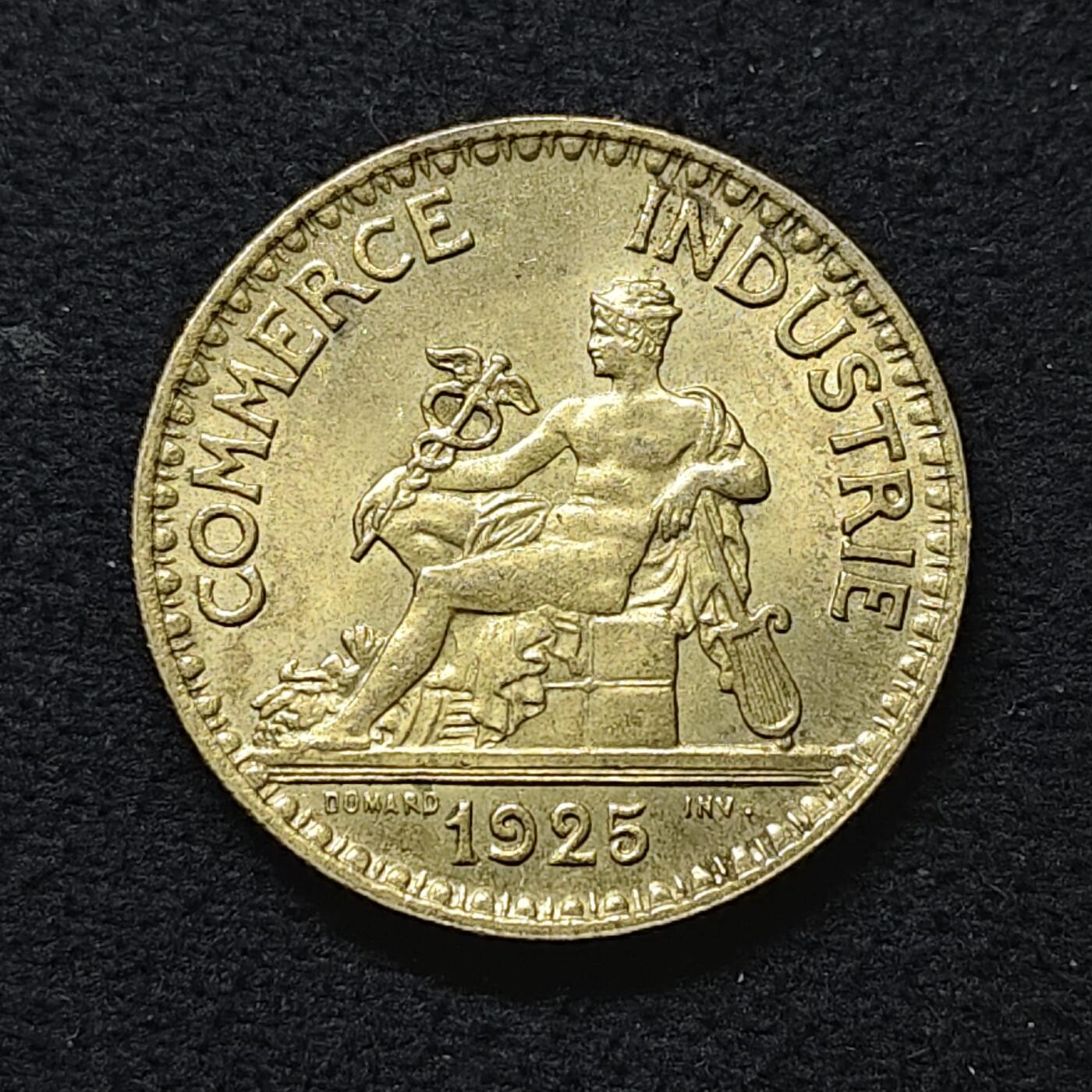 【全场包邮】纯粹捡漏拍480场（免费代拍第17场） 法国工商会版1925年商神赫尔墨斯2法郎 原光BU