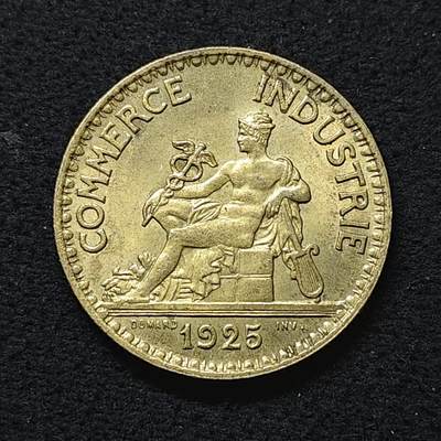 【全场包邮】纯粹捡漏拍480场（免费代拍第17场） - 法国工商会版1925年商神赫尔墨斯2法郎 原光BU