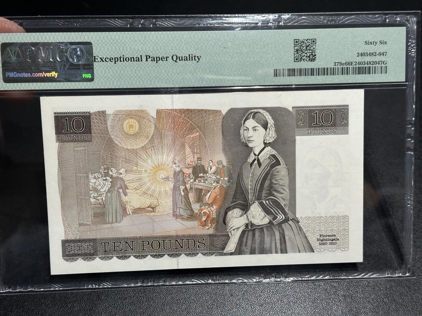 《外钞收藏家》第五百八十八期（优质场）（本平台长期征集拍品、欢迎藏友们联系合作） 1988-91年英国D序列10镑 PMG66 BWC版