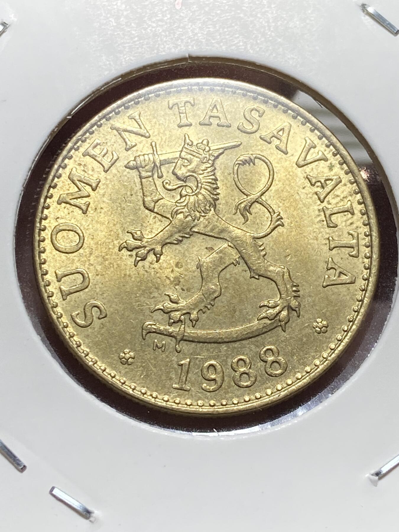 2025年第一百三十二场(总第一百五十八场）外国好品纸夹散币场(免佣金) 原光好品–芬兰🇫🇮1988年50盆尼(后期M标)